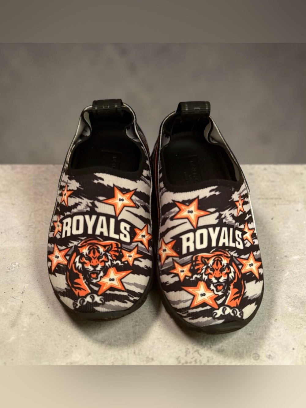 Dolce&Gabbana Toddler  Black & Orange 'Royals' Slip-On Shoes with Tiger Graphic